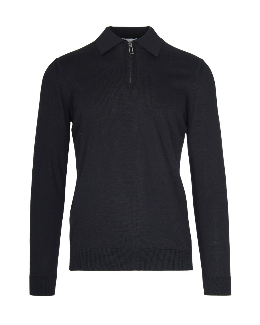 Paolo Pecora Fine Virgin Wool Polo Sweater With Half-Zip Closure