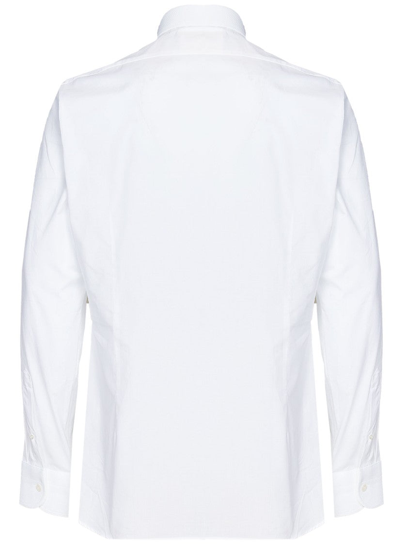 Tom Ford White Cotton Tuxedo Shirt With Piqué Plastron