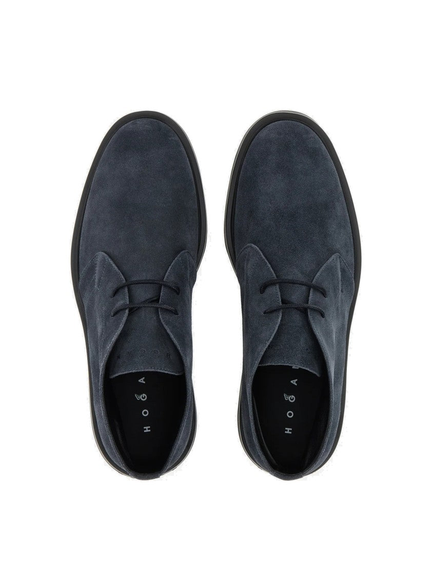 Hogan Suede Lace-Up Flat Shoes