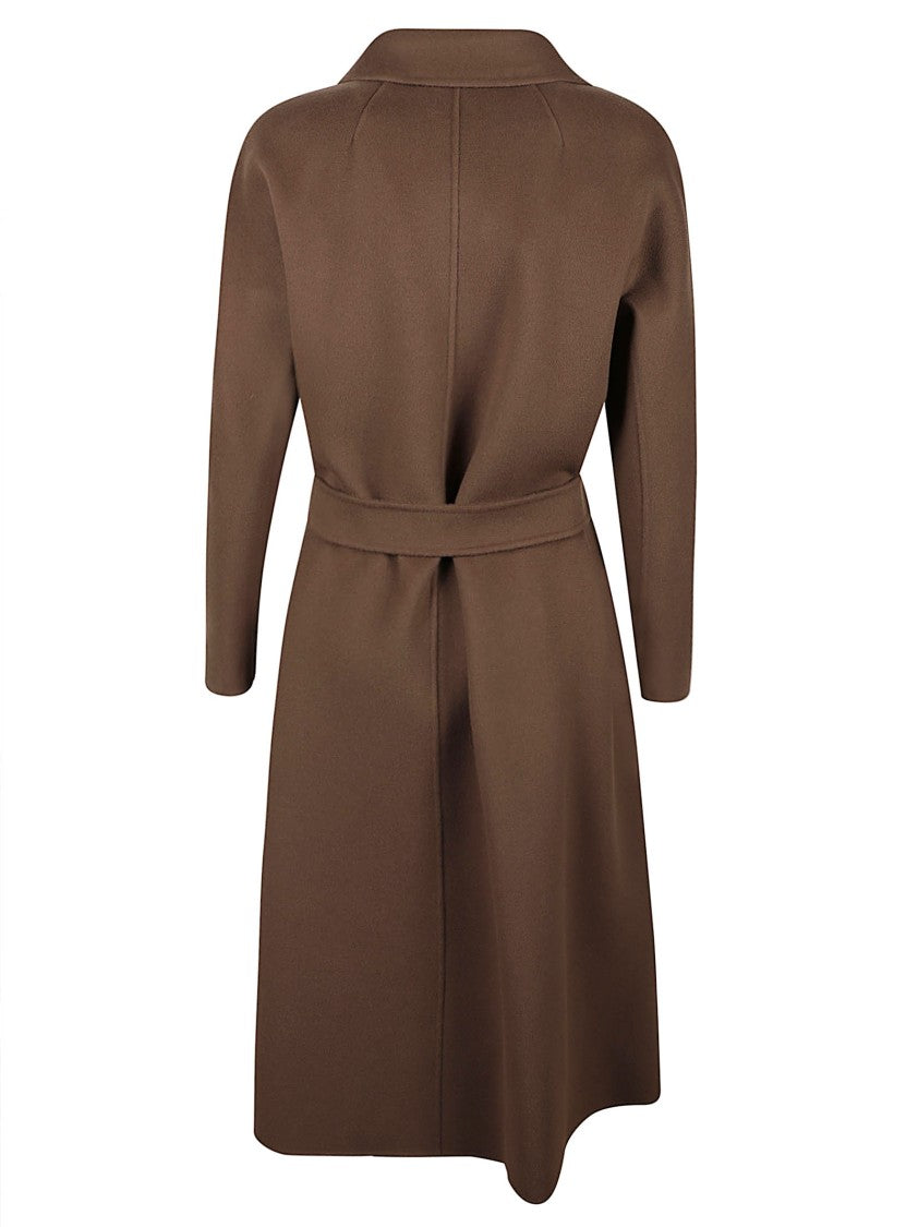 Max Mara Knee-Length Tailored Coat With Classic Lapel And Self-Tie Belt