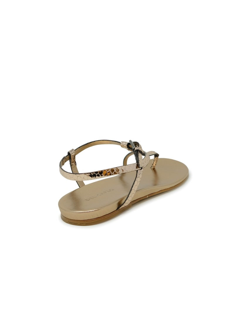 Roberto Del Carlo Bronze Leather Flat Sandals