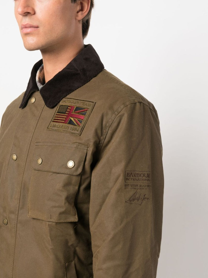 Barbour Light Brown International Workers Corduroy Collar Waxed Jacket