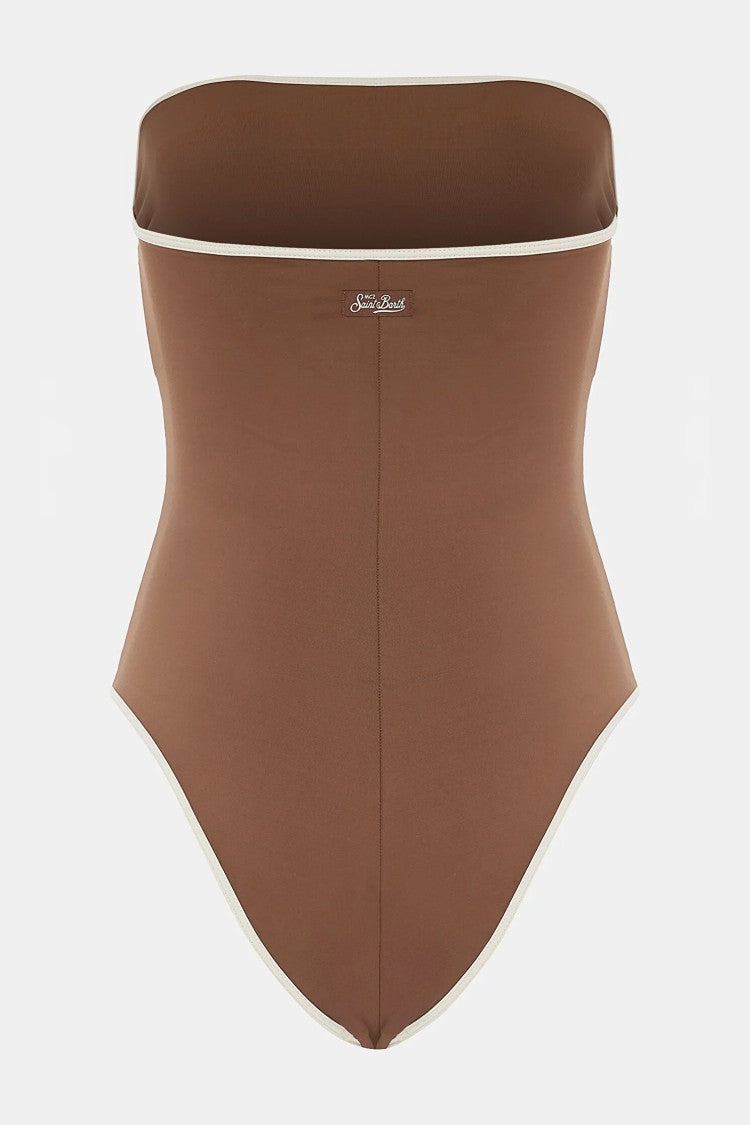 Mc2 Saint Barth Strapless One-Piece Swimsuit With White Trim