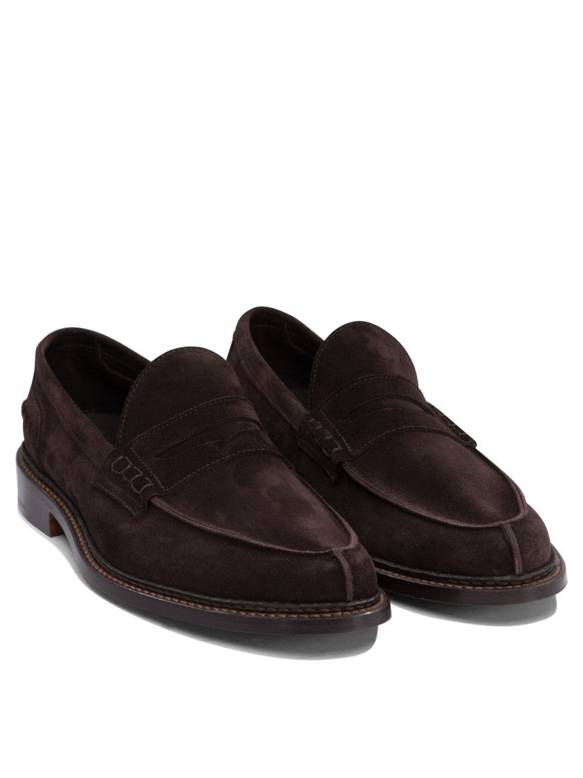 Tricker's Smooth Suede Loafers With Classic Silhouette