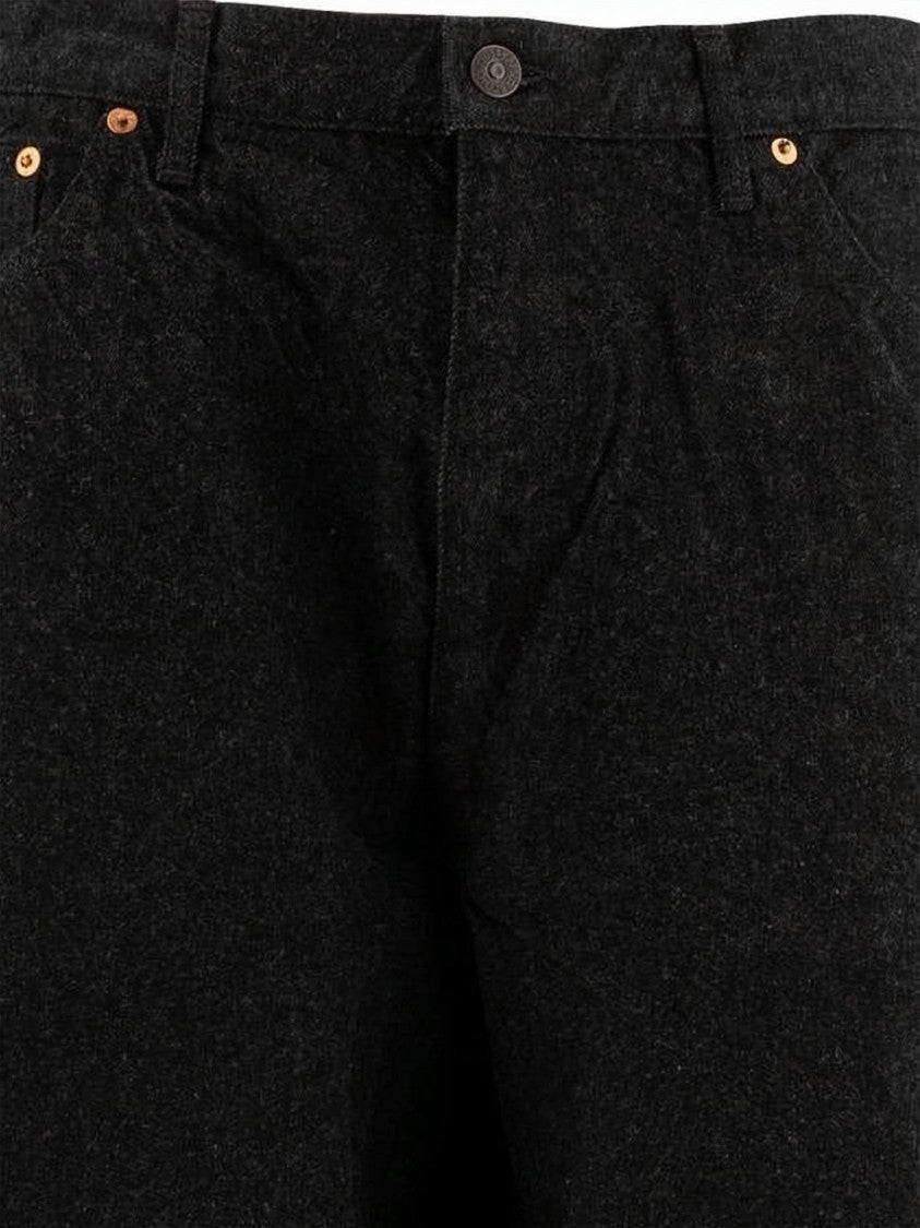 Kaptain Sunshine Washed Black Straight-Leg Denim Pants With Copper Rivet Details
