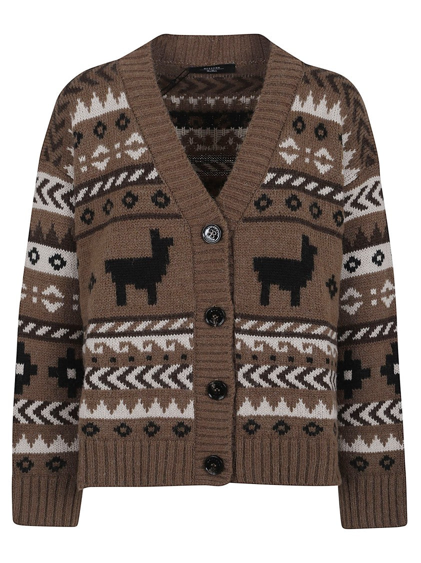 Max Mara Jacquard Weave Cardigan With Geometric