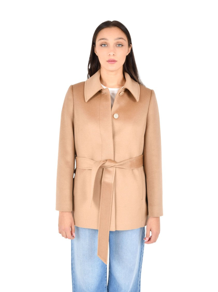 Pennyblack Belted Beige Wool Coat With Tailored Silhouette