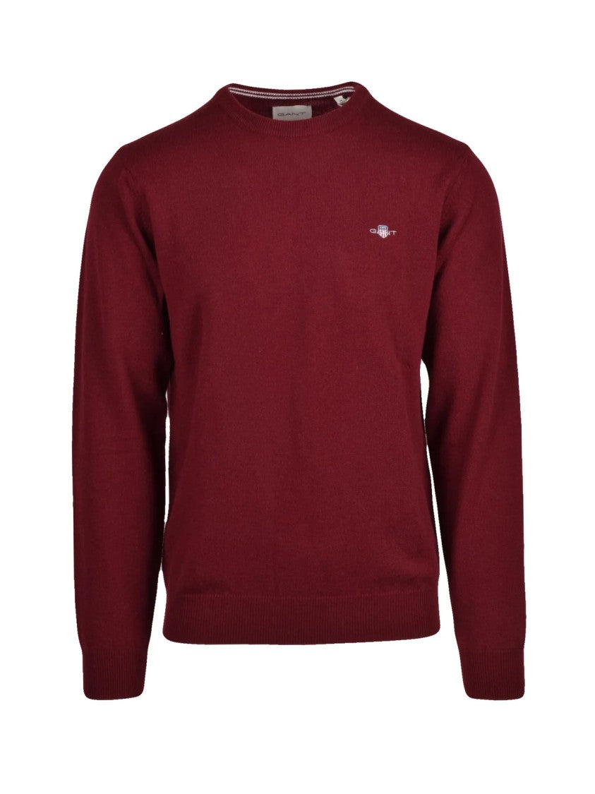 Gant Classic Fit Wool Crewneck Sweater With Ribbed Detailing