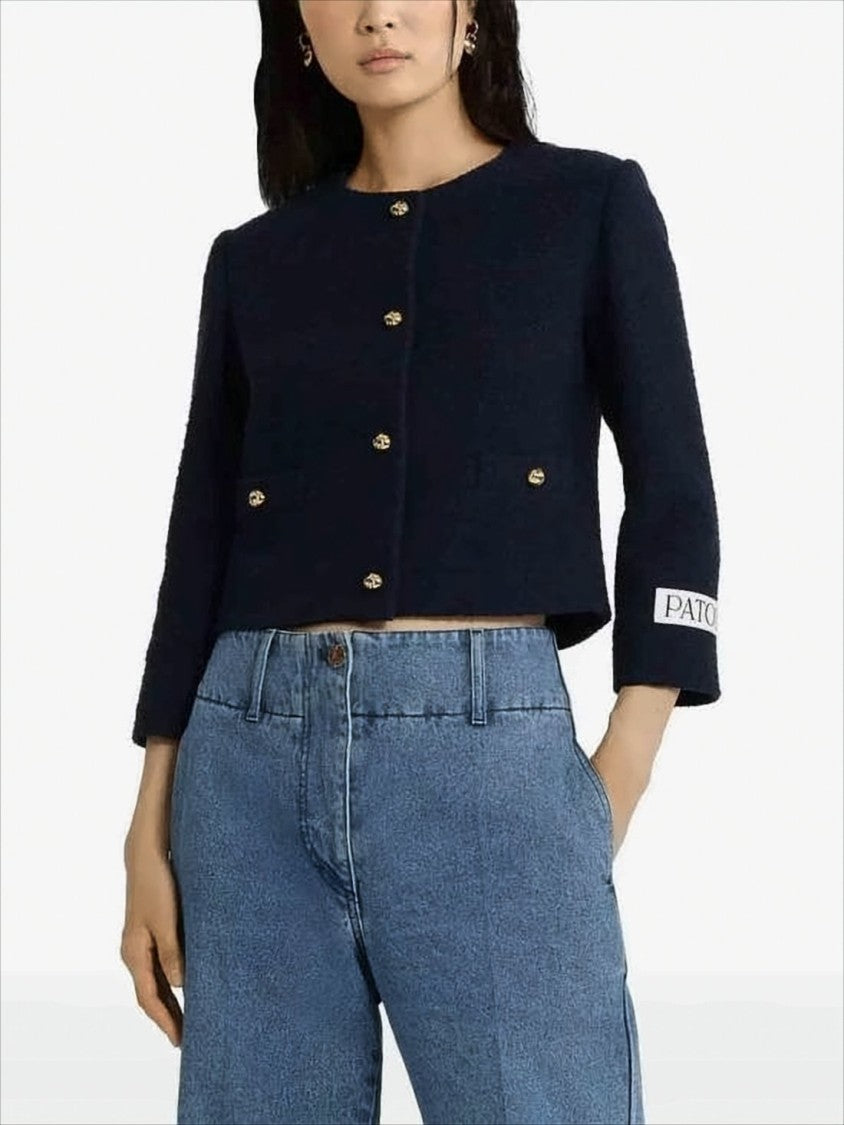Patou Boxy Cropped Jacket With Textured Fabric