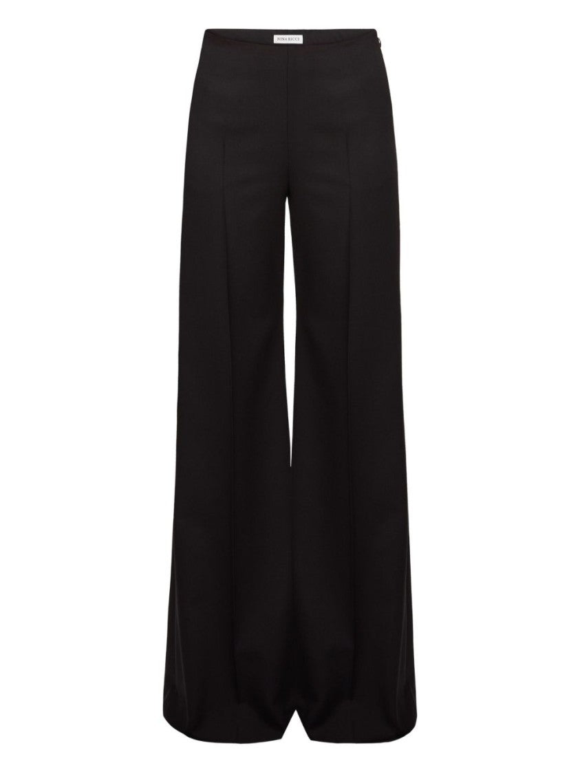 Nina Ricci Flared Tailored Trousers In Virgin Wool Gabardine