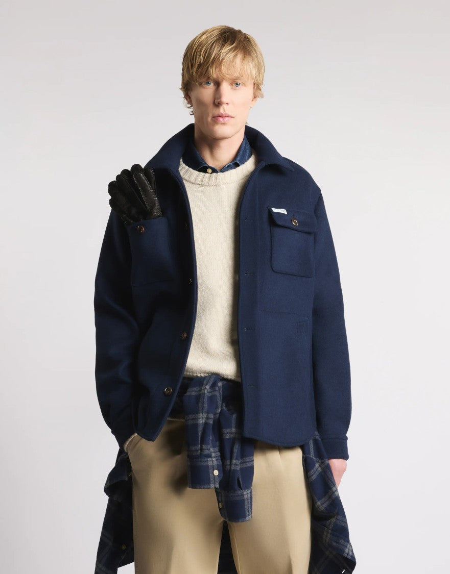 Fay Over Shirt Archive Blue Wool Blend Shirt