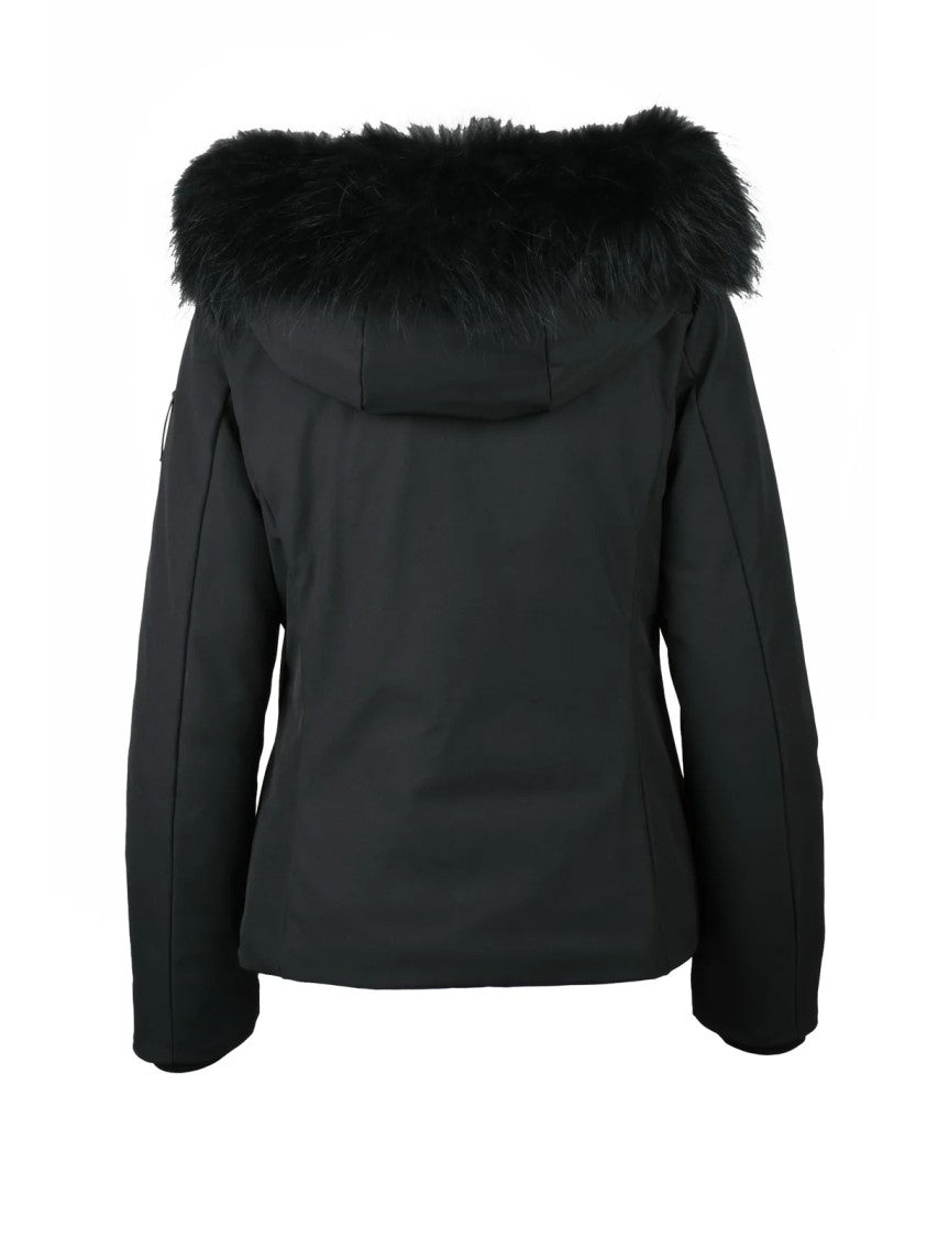Bomboogie Padded Black Fitted Jacket With Removable Fur Inserts