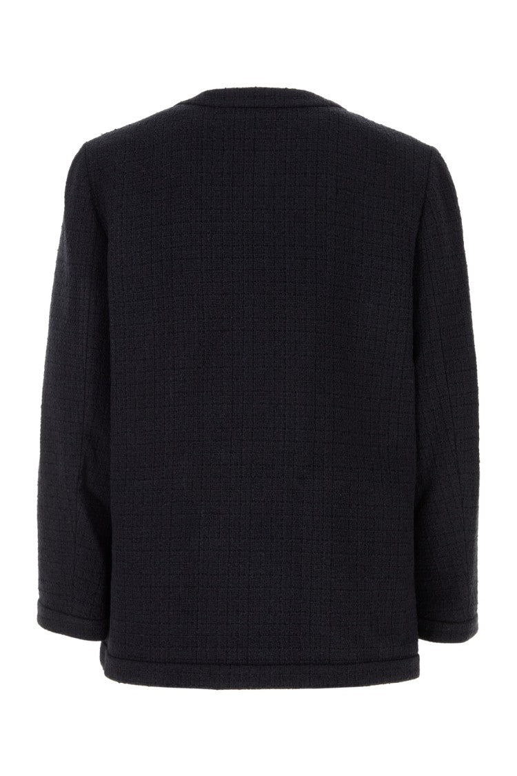 Valentino Garavani Textured Fabric Black Jacket With Classic Collar
