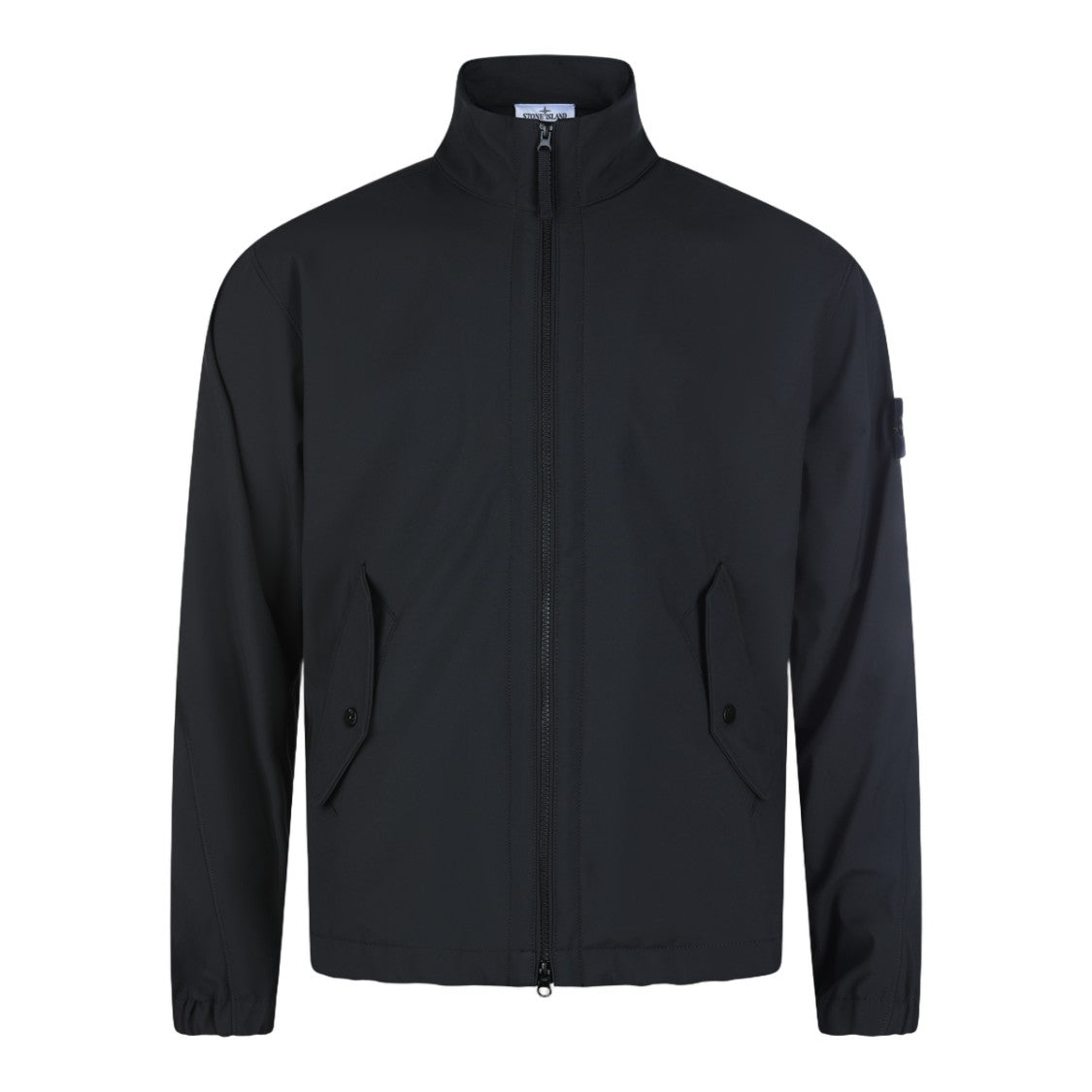 Stone Island Black Jacket With High Collar