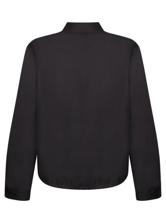 Prada Black Jacket With Classic Collar And Zippered Pocket