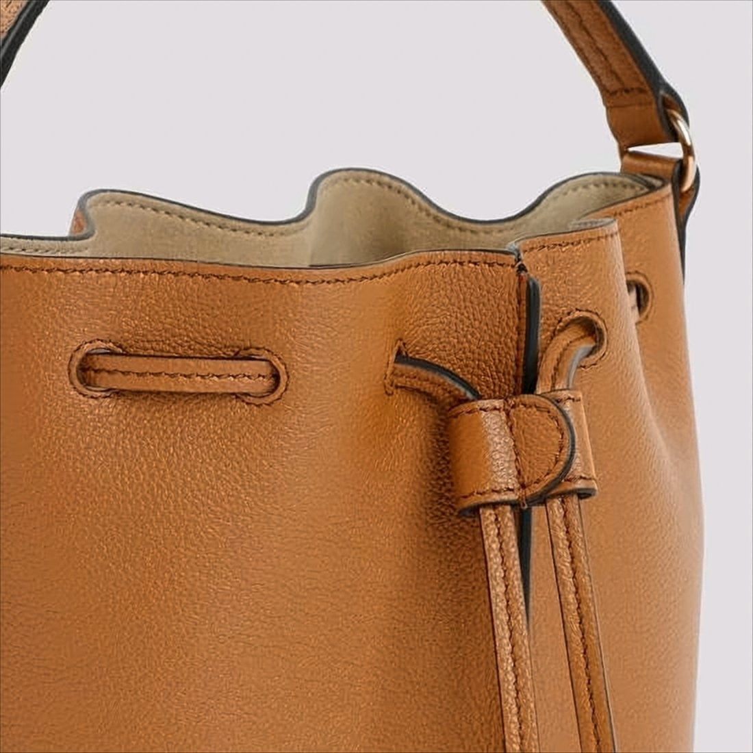 Tod's Calf Leather Bucket Shoulder Bag With Drawstring Closure