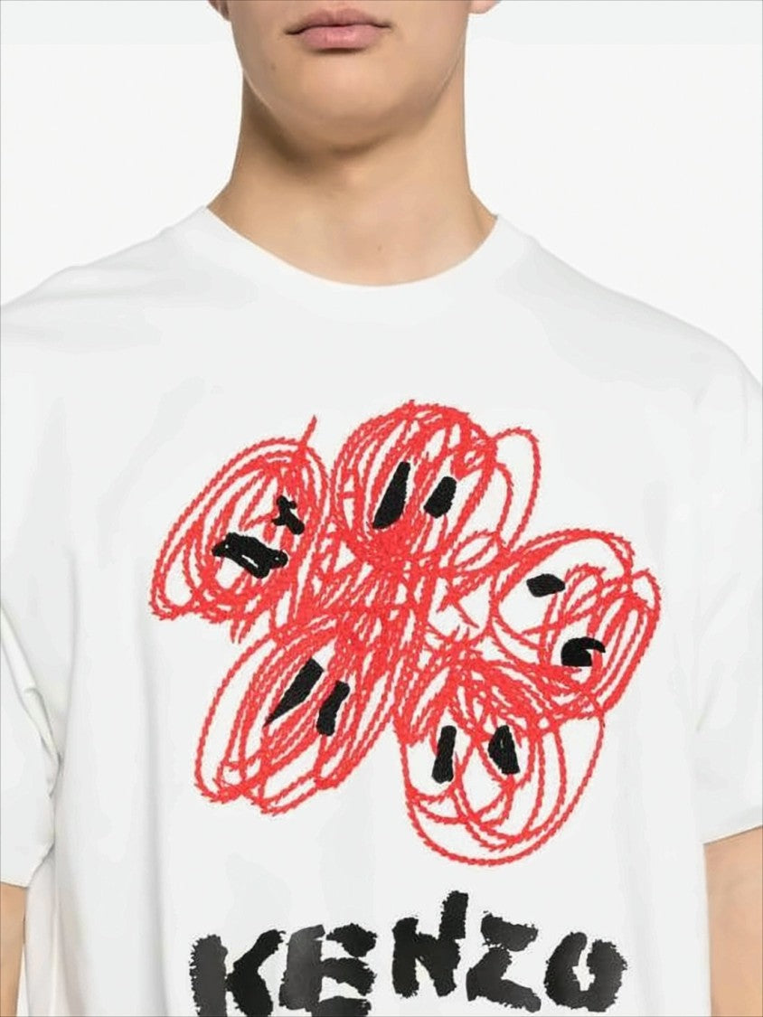 Kenzo Relaxed Fit Graphic White Cotton T-Shirt