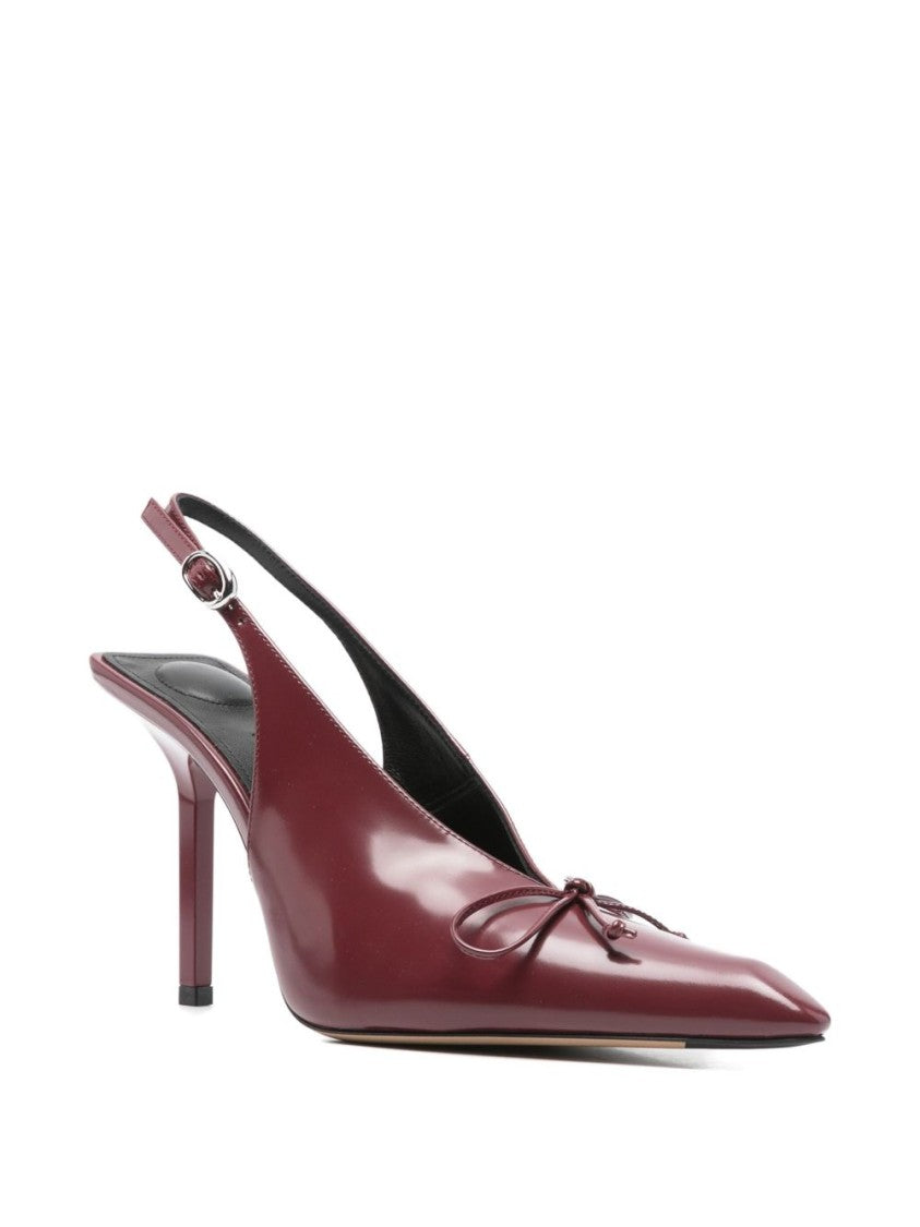 Jacquemus Bordeaux Pointed-Toe Slingback Pumps With Bow Detail