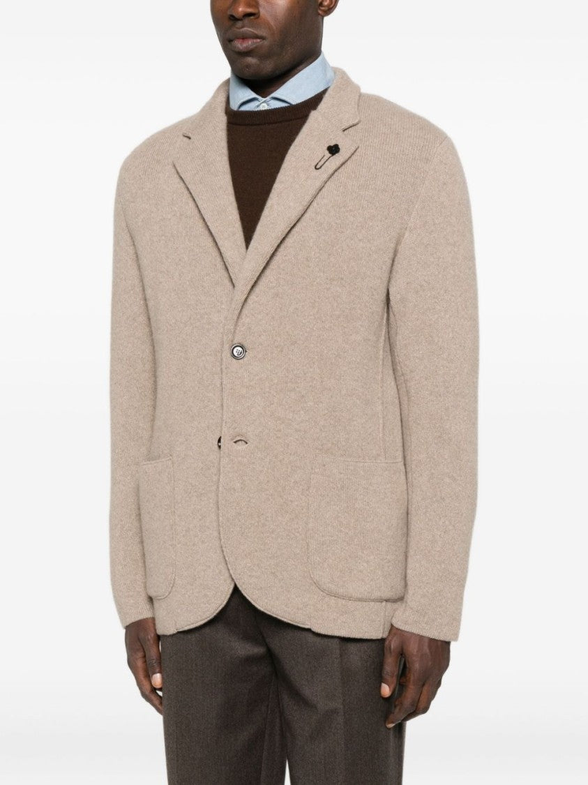 Lardini Beige Cashmere Blazer With Tailored Fit