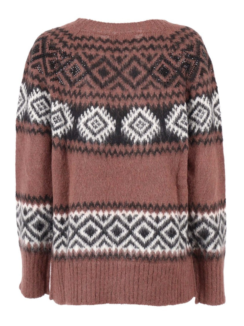 Ermanno Scervino Ribbed Knit Sweater With Classic Round Neckline