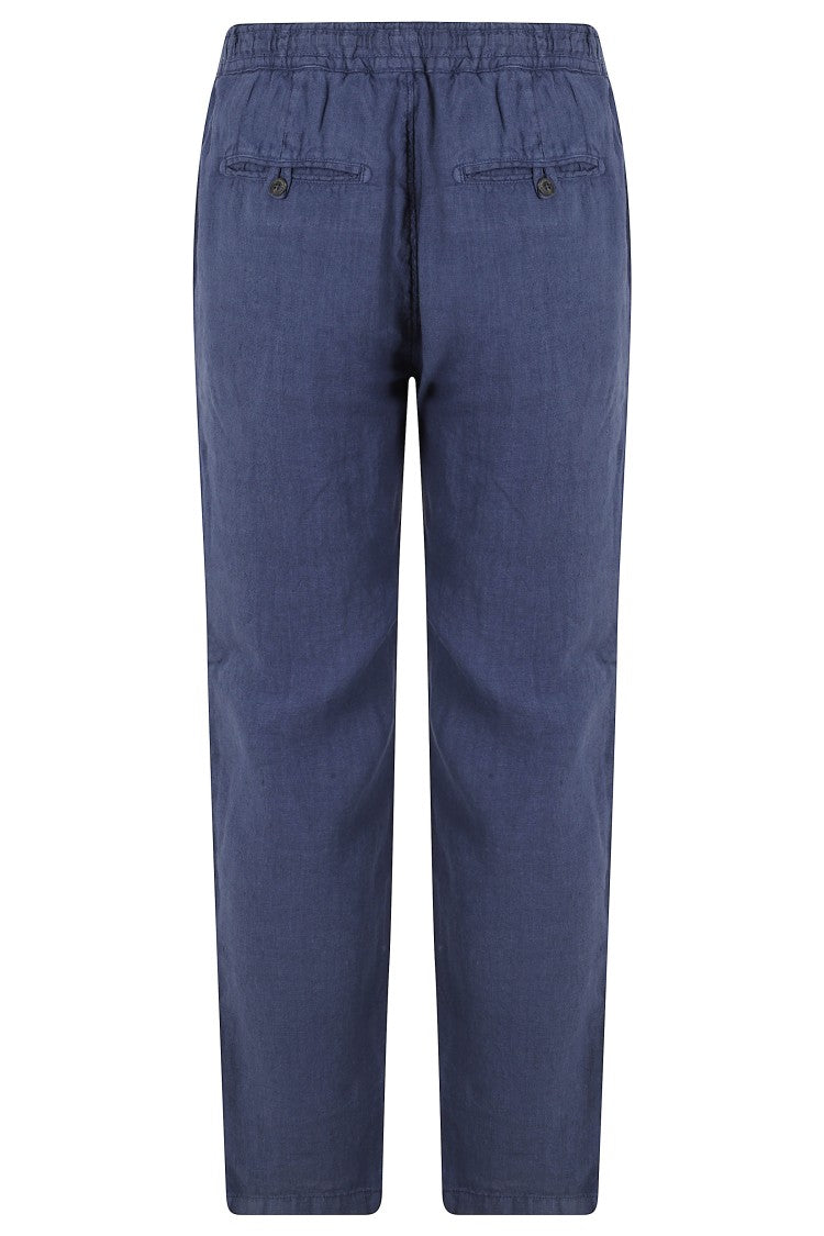 Roy Roger's Navy Blue Portofino Drawstring Waist Linen Chino Pants