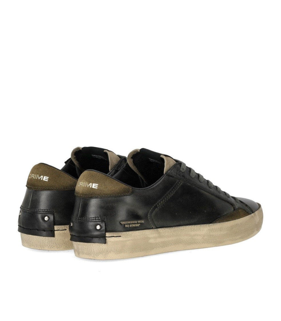 Crime London Distressed Black Sneaker