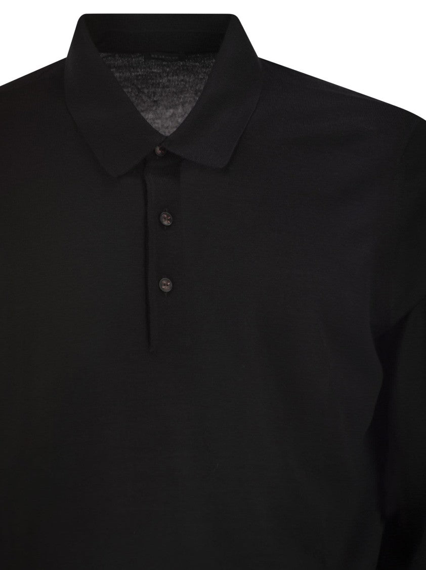 Kiton Long-Sleeved Wool Polo Shirt