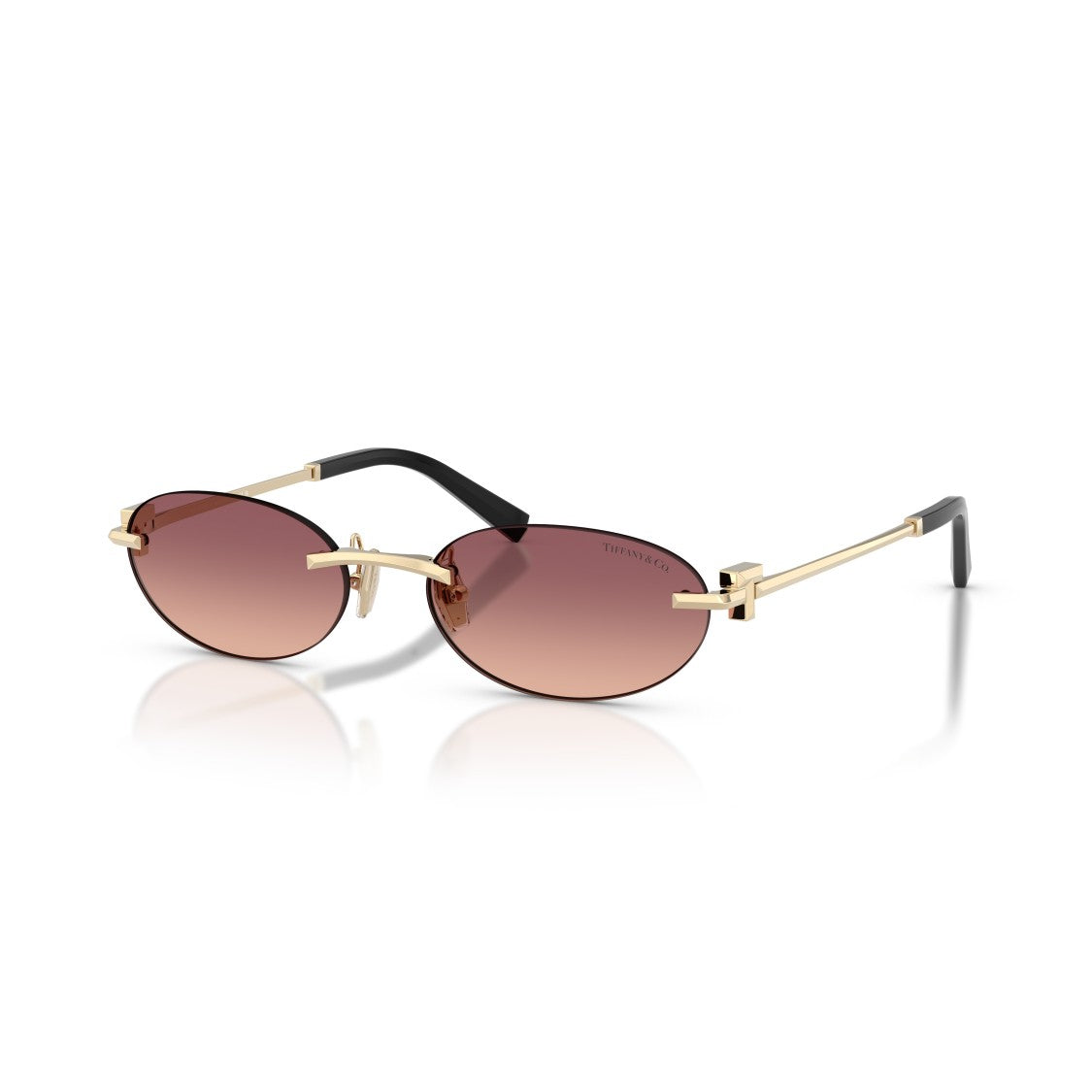 Tiffany & Co. Gradient Tint Oval Sunglasses With Gold Accents