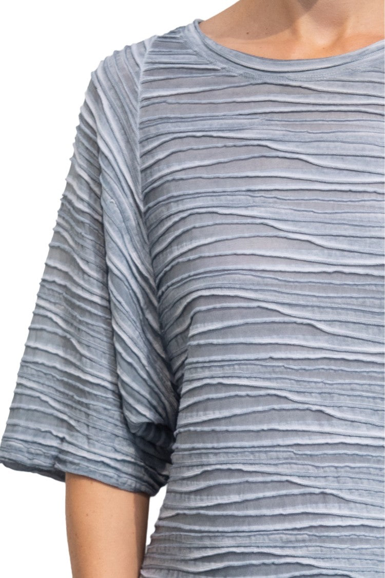 Pier Antonio Gaspari Grey Wave Pattern Textured Oversized T-Shirt