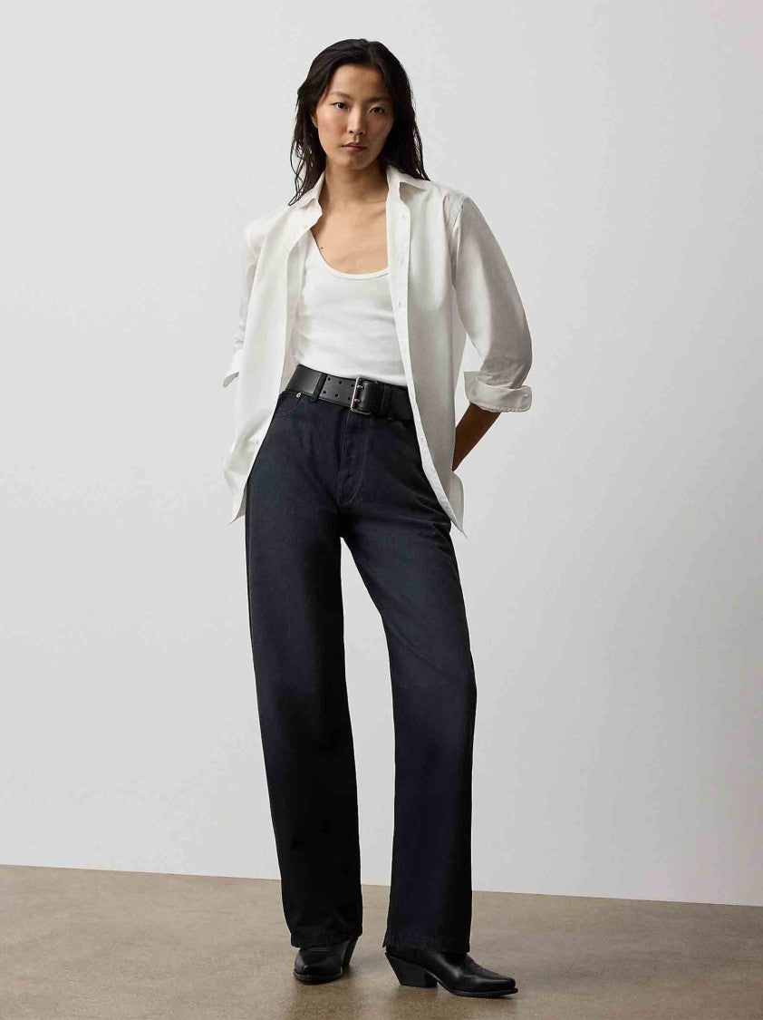 Polo Ralph Lauren High-Waisted Wide-Leg Denim Jeans In Soft Black Cotton