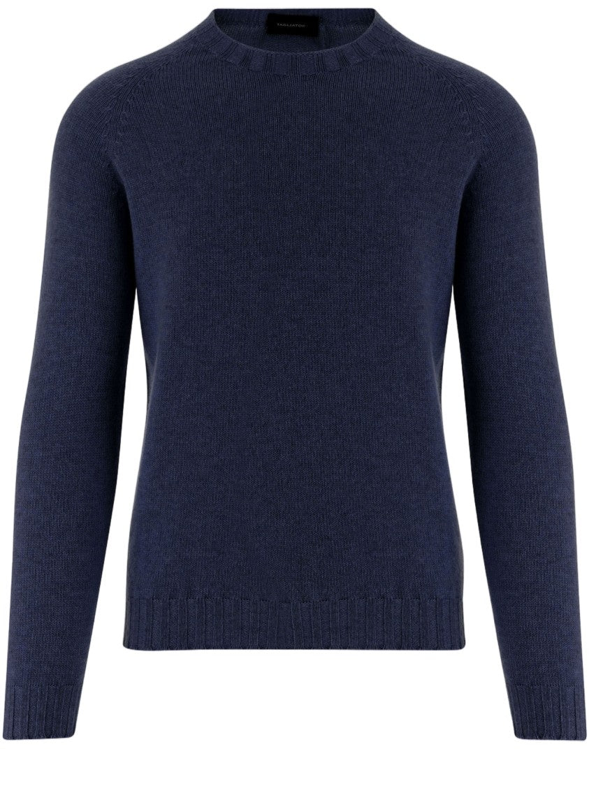 Tagliatore Navy Cashmere Crewneck Sweater