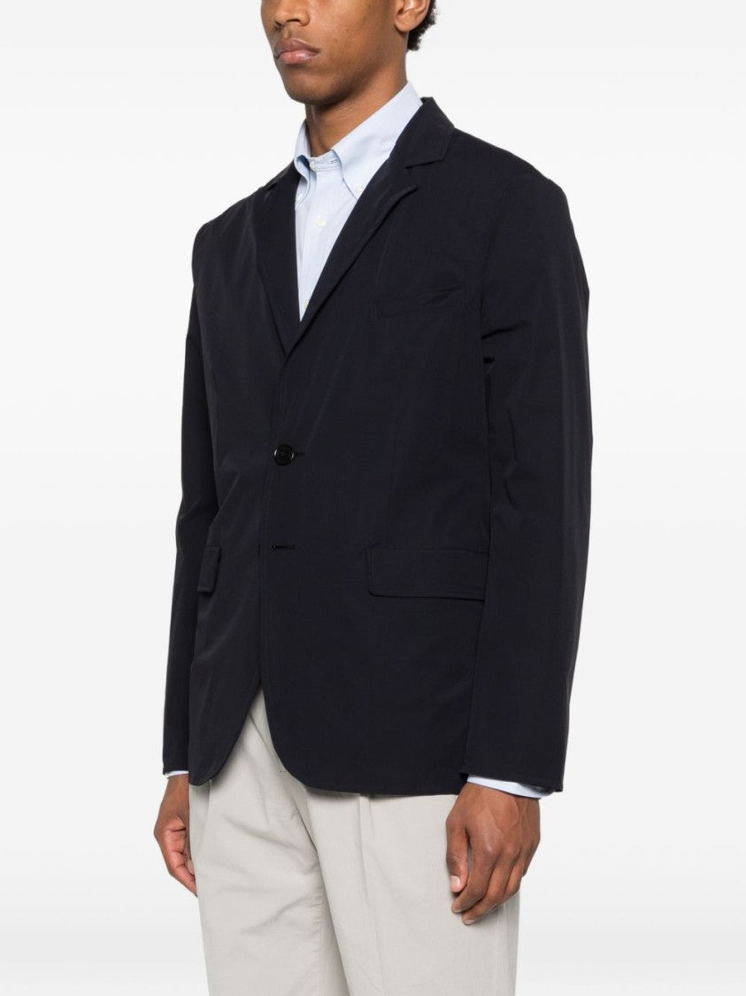 Aspesi Lightweight Blue Jacket With Classic Lapel And Tailored Fit