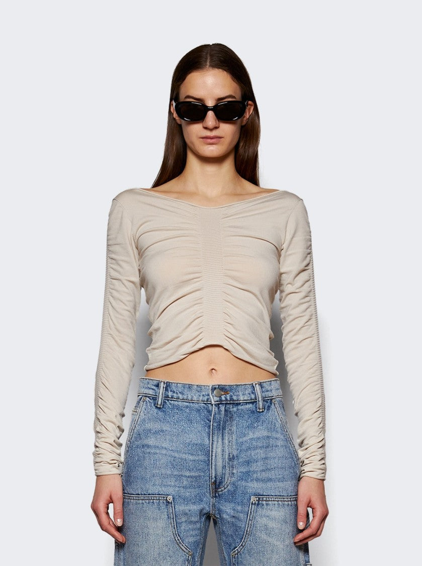 Alexander Wang V Neck Ruched Pullover Cement