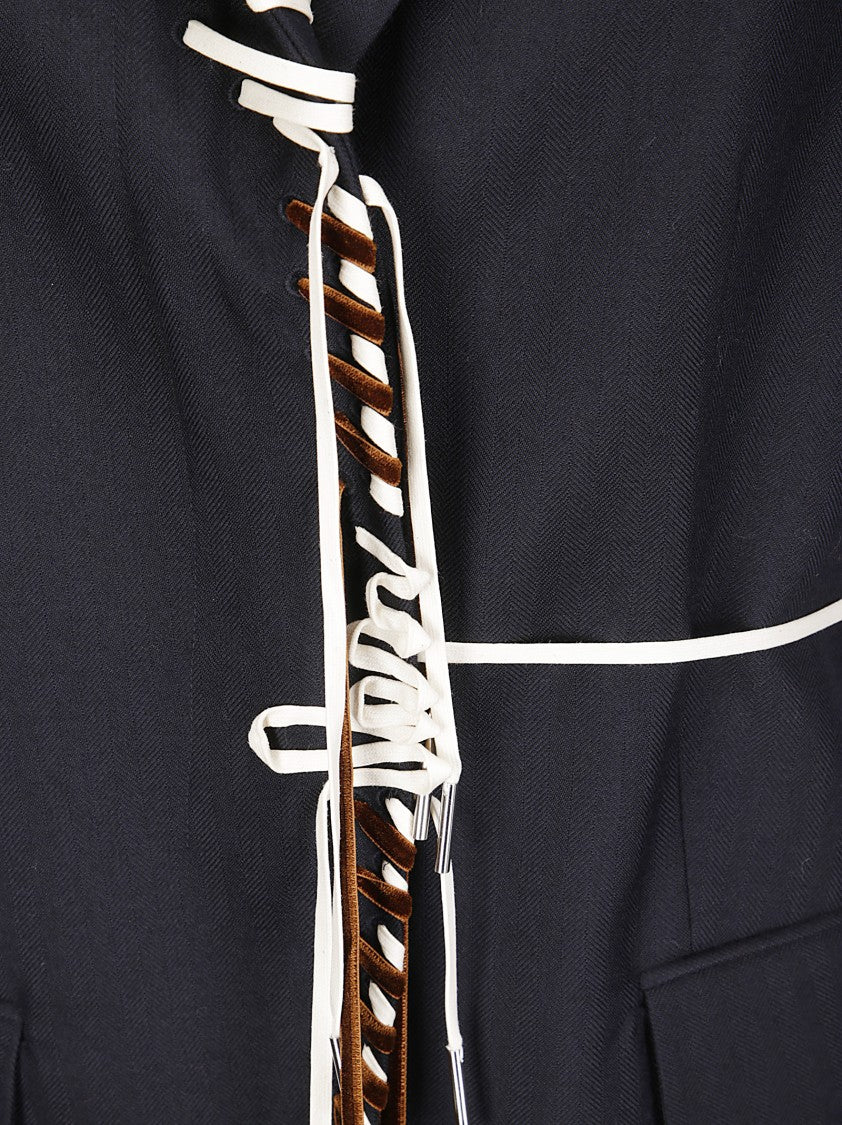 Dries Van Noten Sleeveless Wool Jacket With Contrasting Drawstring And Tailored Cut