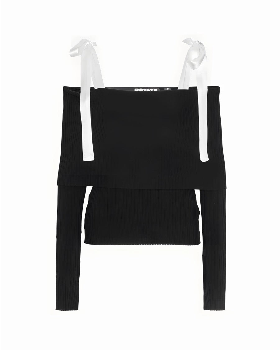 Rotate Black Sweater With Contrasting Bows