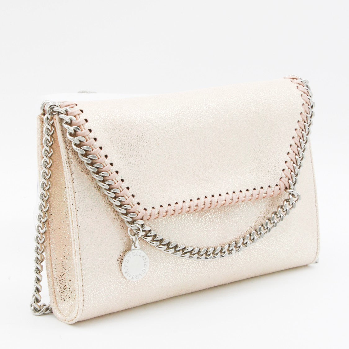 Stella Mccartney Rectangular Metallic Finish Bag With Silver Chain Strap