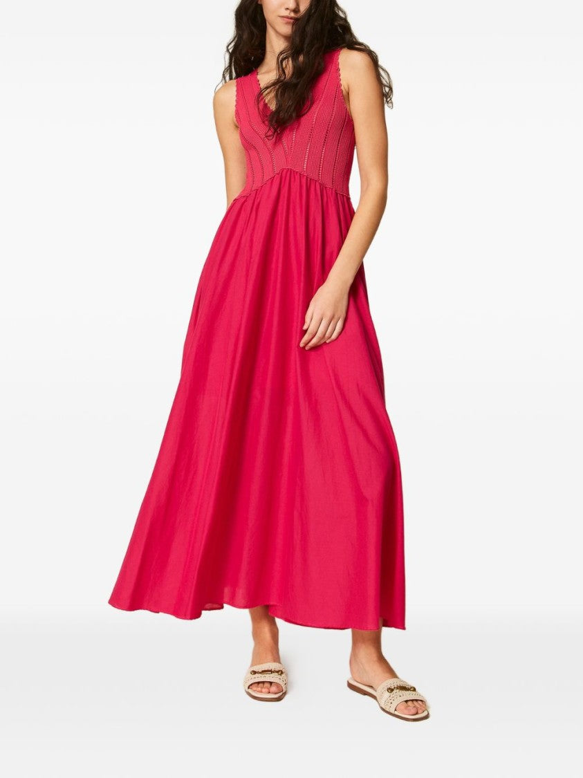 Twinset U&B Pink V-Neck A-Line Day Dress