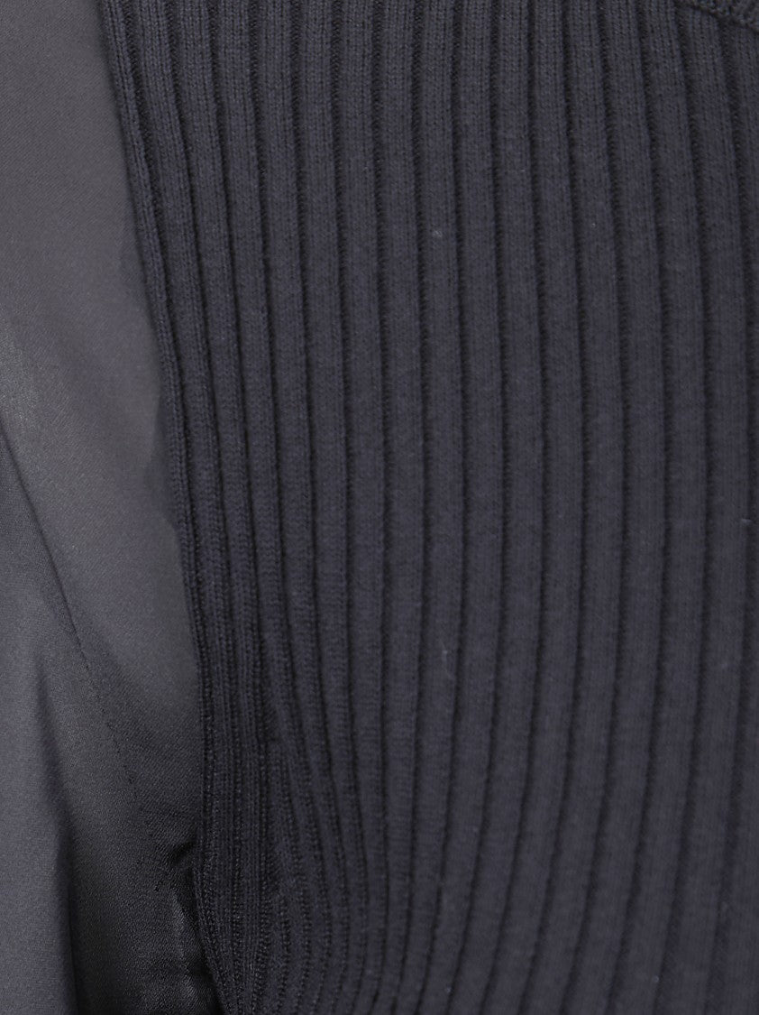 Sacai Satin-Cotton Blend Knit Pullover With Relaxed Fit And Ribbed Details