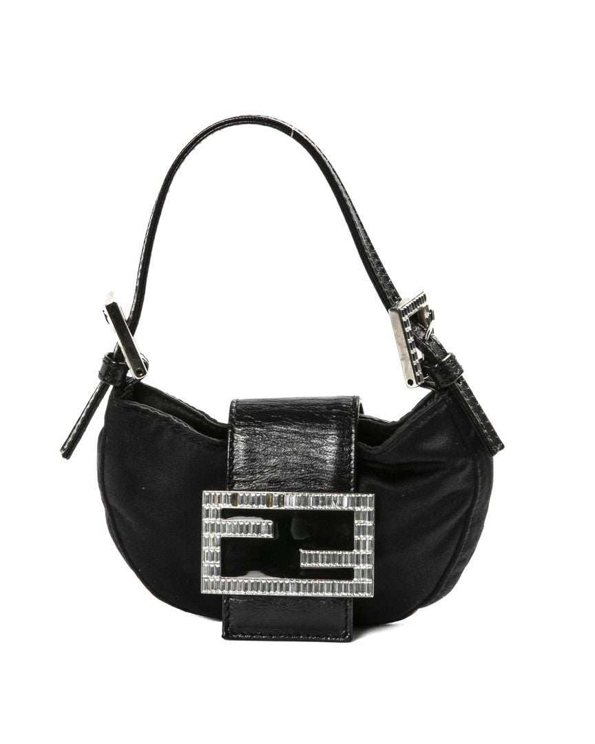 Fendi Black Chef Micro Satin Shoulder Bag