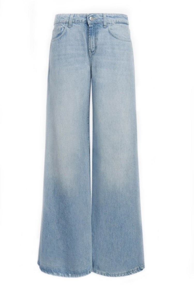 Dondup Blue Wide-Leg Raw Hem Lyocell Jeans