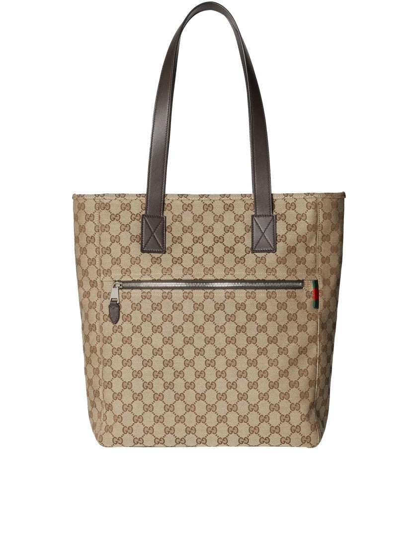 Gucci Brown Medium Gg Canvas Web Tote