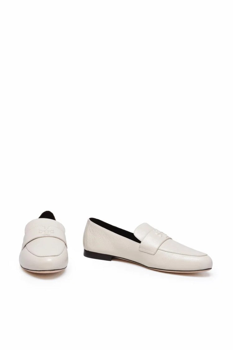 Tory Burch Refined White Leather Loafers With Silhouette