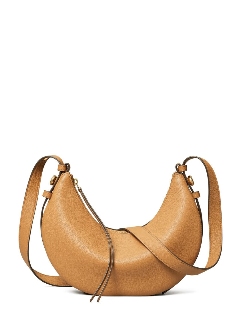 Tory Burch Crescent-Shaped Textured Leather Romy Half Moon Bag