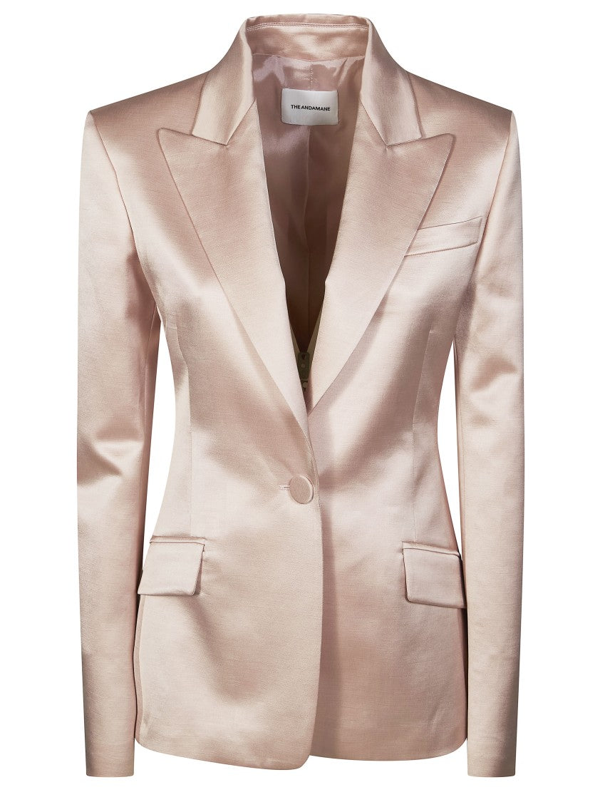 The Andamane Lustrous Single Button Notched Lapel Blazer