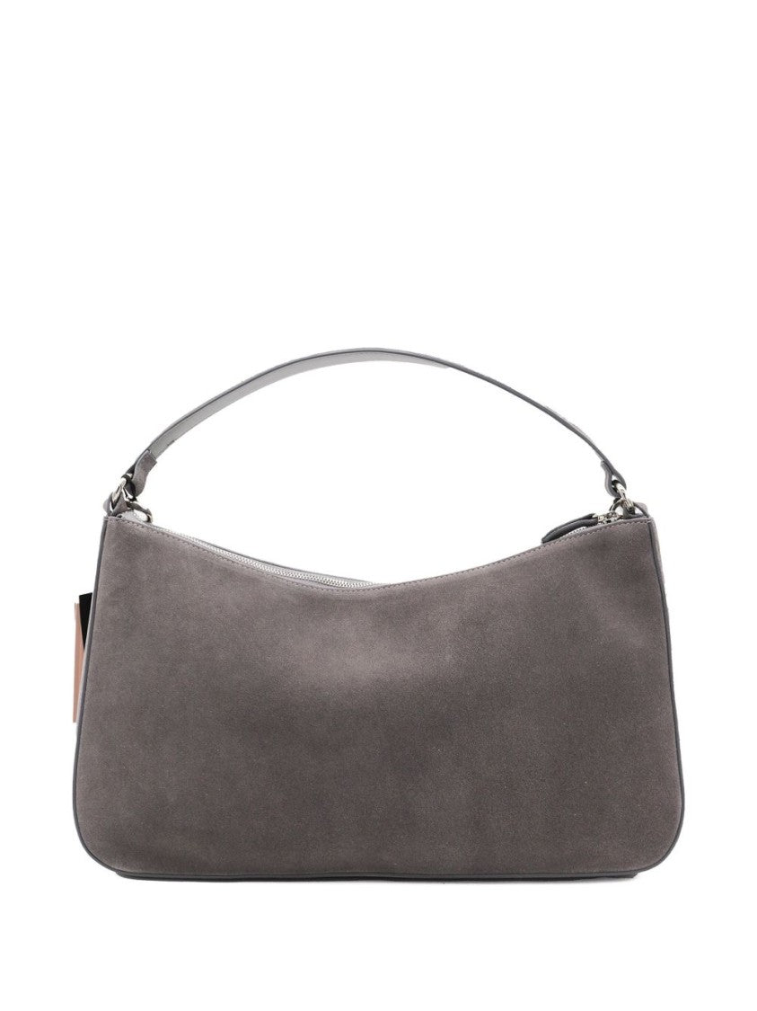 Twin-Set Textured Grey Bag With Metallic Chain Strap
