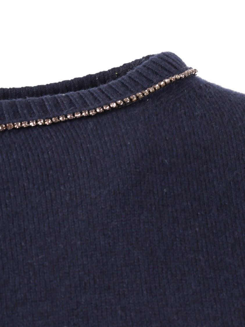 Kangra Cashmere Boat Neck Sweater With Decorative Trim