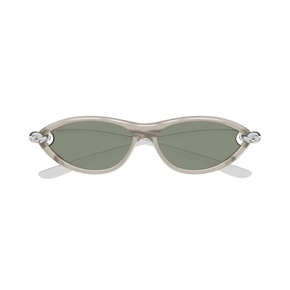Bottega Veneta Bv1390s Translucent Taupe Cat-Eye Sunglasses With Silver Knot Detail