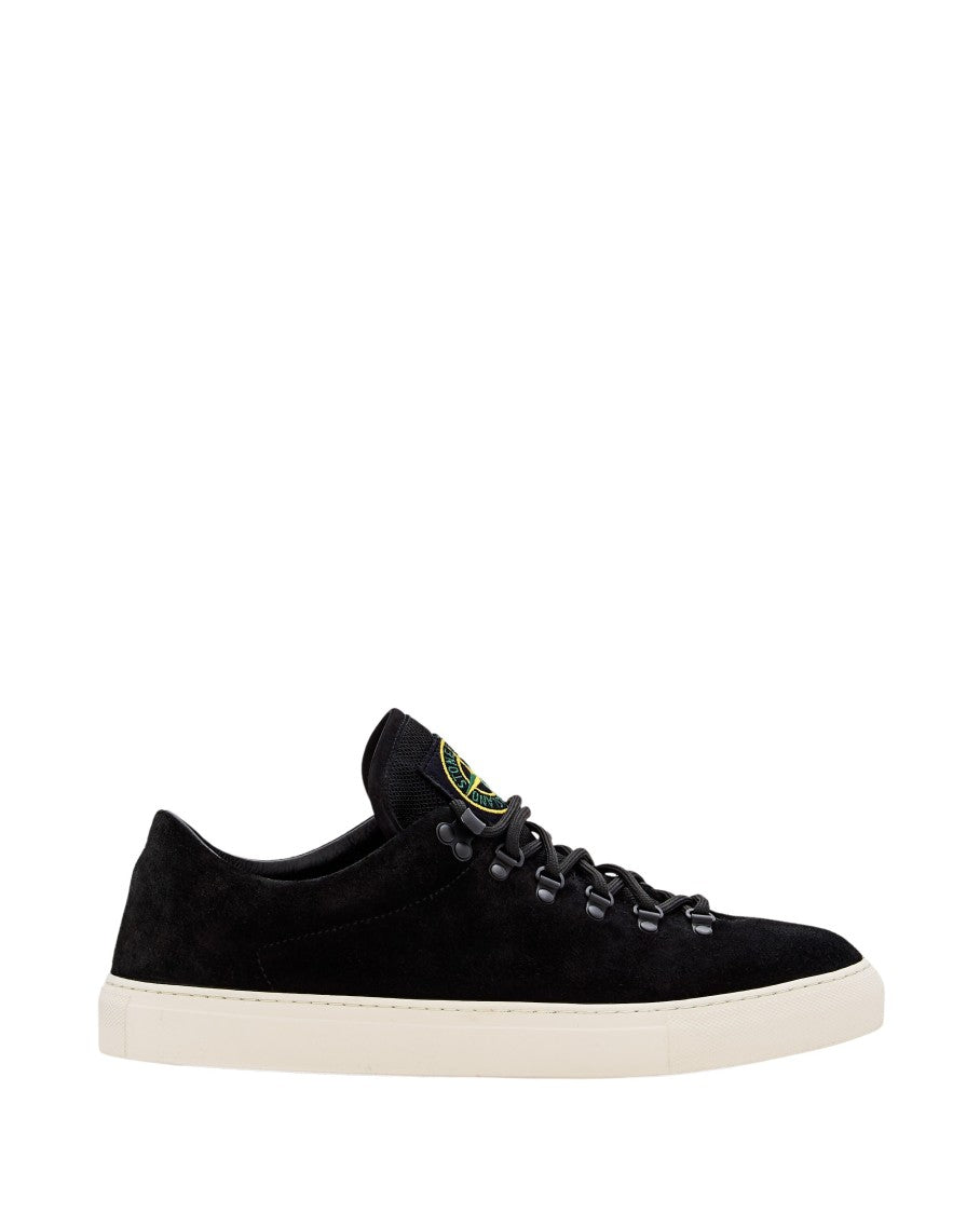 Stone Island Black Suede Sneakers With Lace-Up Closure