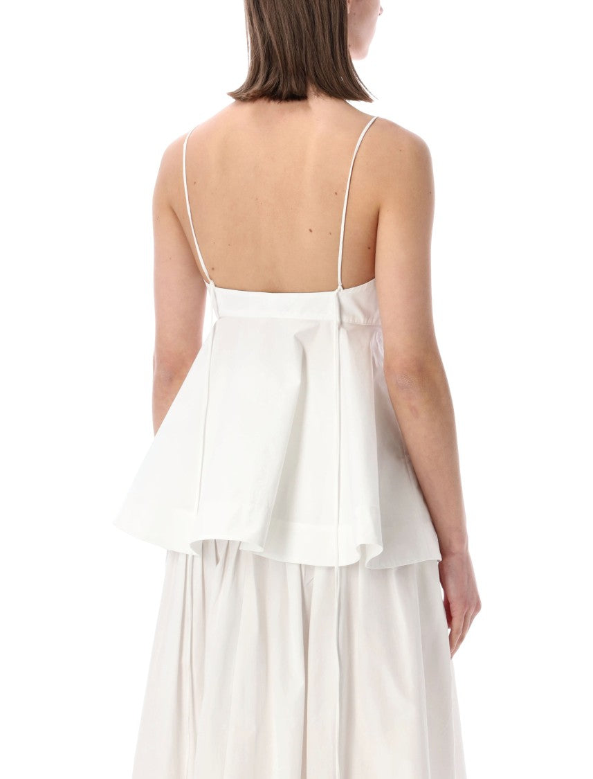 Róhe Structured White Peplum Bustier Top