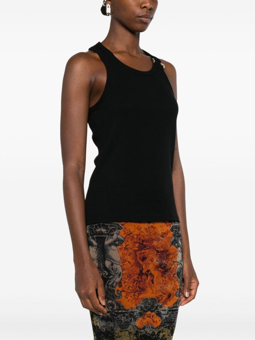 Jean Paul Gaultier Black Cut-Out Ribbed Crew Neck Top
